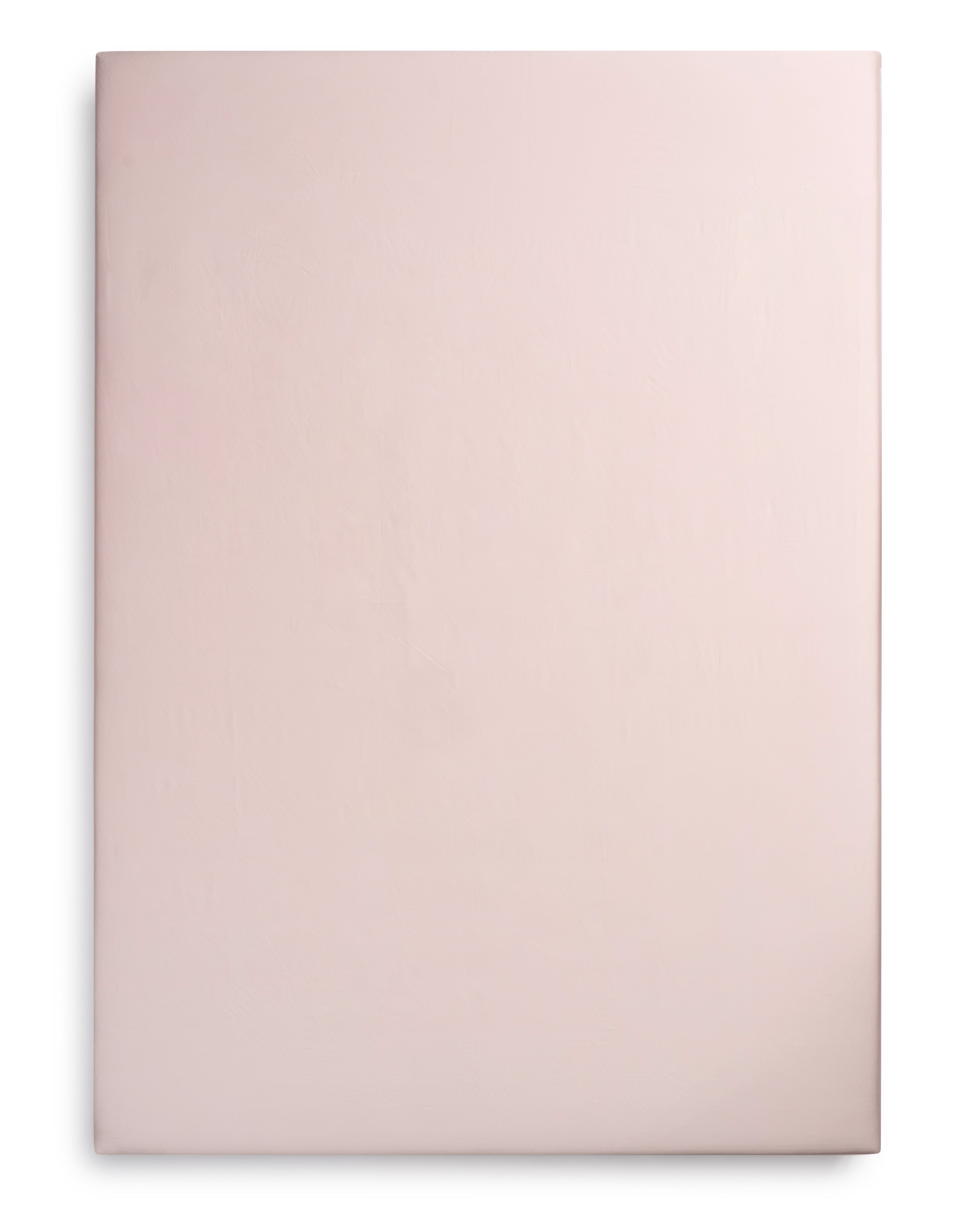 Clay Dust sateen fitted sheet, flat lay, warm muted tone